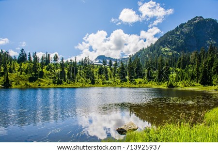 Reflection Mountains and Picture lake, North Cascades National Park ,Washington