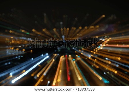 Light line speed effect,City night abstract background,zoom photo in night time,Top view blur