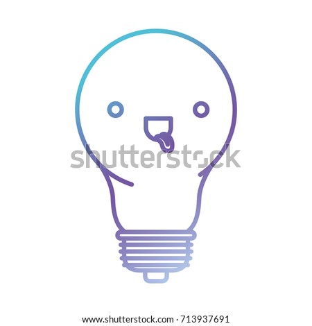 light bulb cartoon kawaii in color gradient silhouette from purple to blue vector illustration