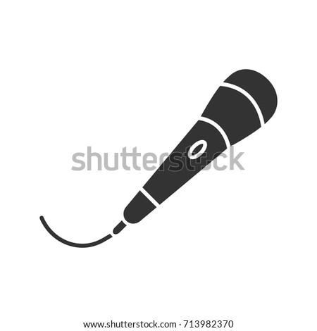 Microphone glyph icon. Silhouette symbol. Negative space. Vector isolated illustration