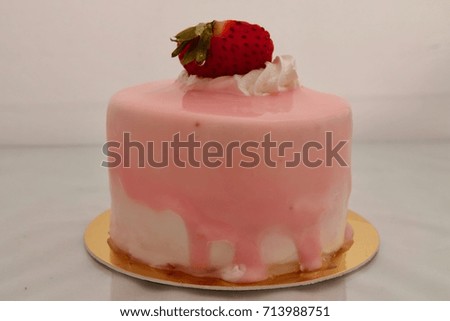 strawberry cake on white background