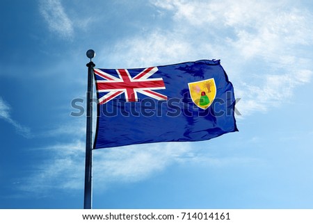 Turks and Caicos flag on the mast