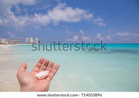 Shell in Hand - Beautiful view in Cancun, Mexico