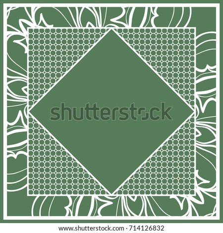Print for fabric with ornamental border. Design for tablecloth, scarf, Carpet, Pillowcase.