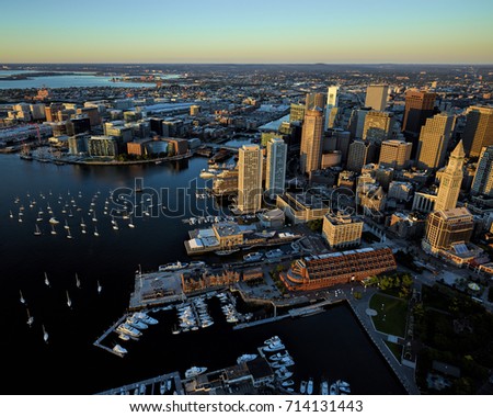 Aerial Image of the Boston Waterfront Skyline