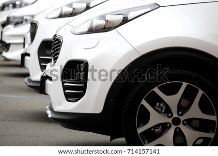 White cars staying in line free stock image
