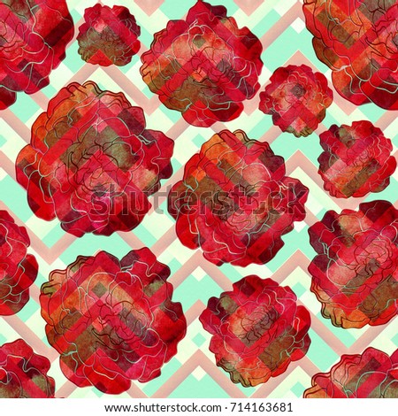 Flower pattern with tropical plants. A watercolor for flower design. Ornament for silk fabric. Painting for an exotic surface.Floral clip art with colors and layers effect!