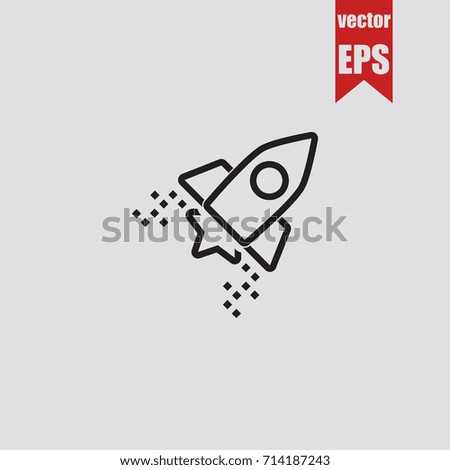 Rocket icon in trendy isolated on grey background.Vector illustration.