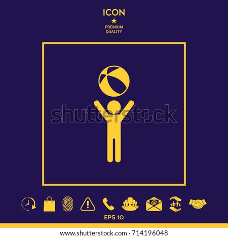 Child holds children's toy, bouncy ball - icon