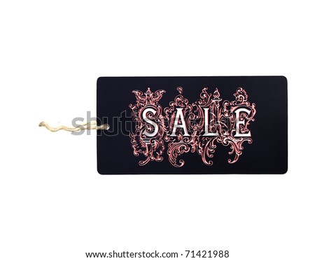 cardboard label with caption "Sale" isolated on white background