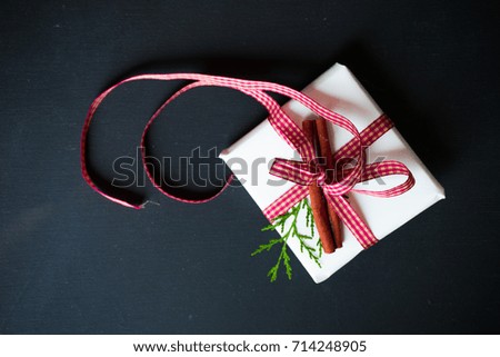 Christmas gift boxes on rustic background as a holiday concept with copyspace