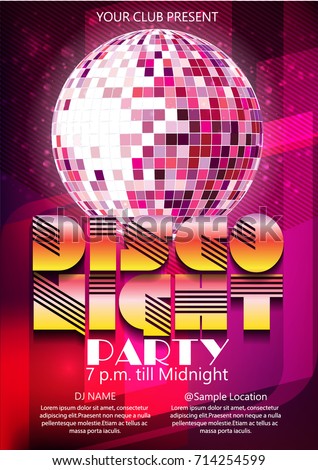 poster layout disco nignt party with disco ball illustrator vector design Royalty-Free Stock Photo #714254599