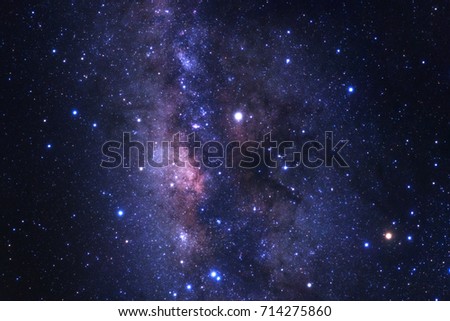 The center of milky way galaxy with stars and space dust in the universe 