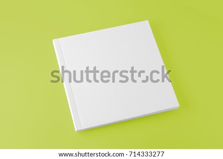 Blank square cover book template on green background