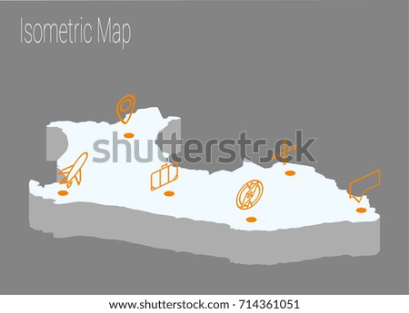 Map Peru isometric concept. 3d flat illustration of Map Peru.