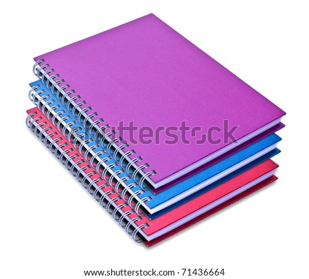 set of color notebook isolated on white background