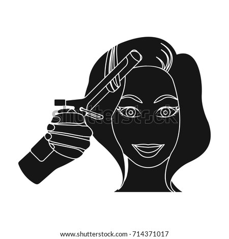Hair curling in the hairdresser. Curling Hair single icon in black style vector symbol stock illustration web.