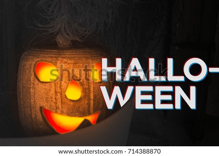 Halloween pumpkin With Halloween text.