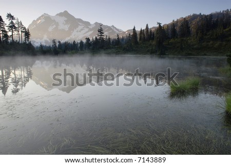 Sunrise at Picture Lake in North Cascades