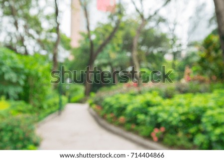 Abstract blur walkway in city park bokeh background