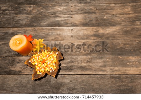 natural wood background with various seasonal objects and nobody 