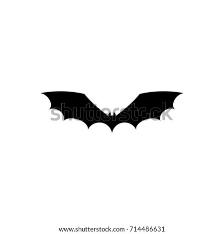 black bat silhouette. Flat icon on white background. Halloween vector illustration