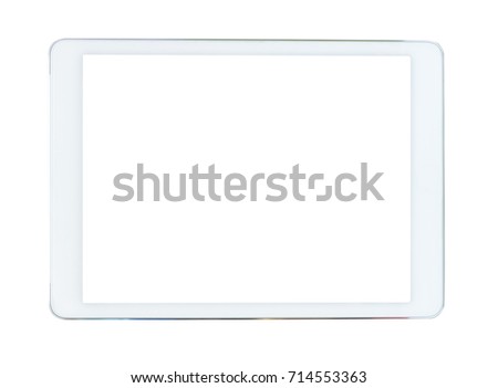 White horizontal tablet with blank touchscreen on a white background.