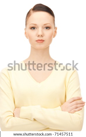 bright picture of calm and friendly woman	