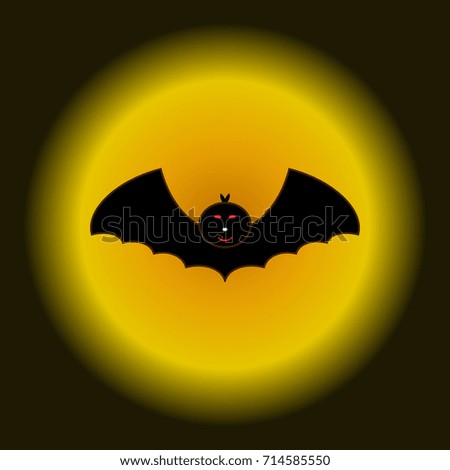 bat silhouette cartoon halloween  beautiful on yellow background. Vector illustration