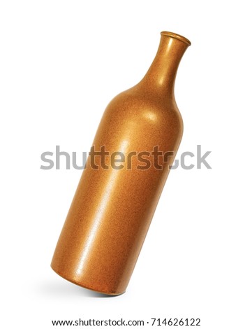 Ceramic bottle on isolated white background
