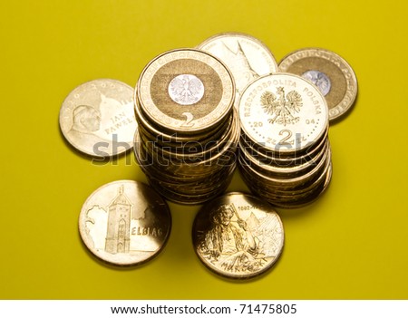 Stack of polish zloty coins
