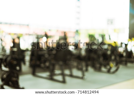 abstract blur gym fitness studio with bokeh background, blurred background concept