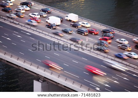 Bridge on third transport ring in Moscow, Russia, water of river