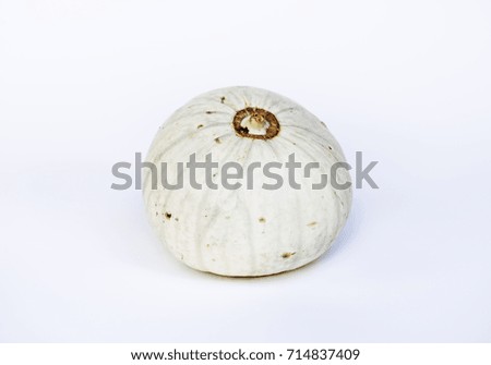 Closeup of fresh white pumpkin on white background