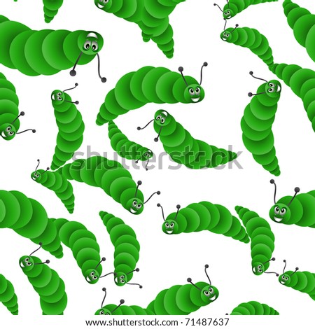 Cute worms, seamless design pattern. Textile use, such as printing on clothing for children. Easy editable.