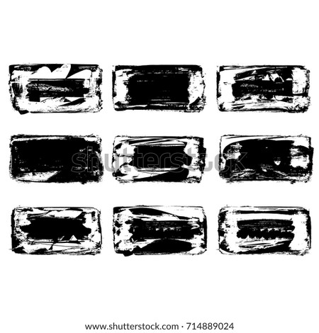 Set of black brush stroke. Grunge vector abstract hand - painted element. Underline and border design.