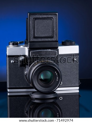 Russian medium fomat camera with blue background