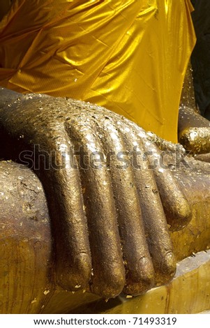 Hand of Buddha in the cave in Thailand, Phetchaburi province.