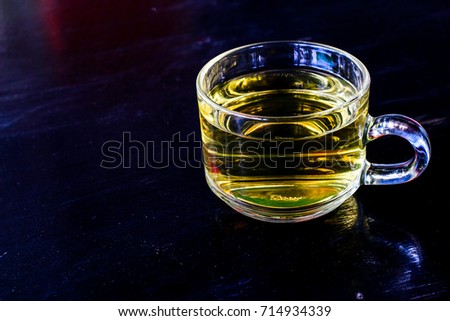 Tea glass on Black Table Background 