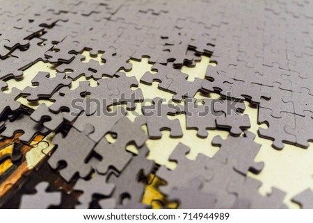 Pieces of the puzzle on the floor