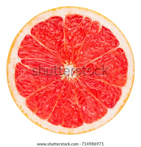 red grapefruit slice, clipping path, isolated on a white background Royalty-Free Stock Photo #714986971