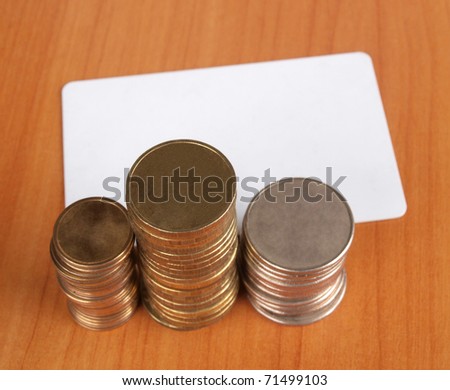 Color photo of a credit card and coins