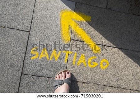 Santiago Direction Sign with Female Leg, Spain