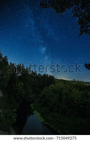 Silent starry night by the river