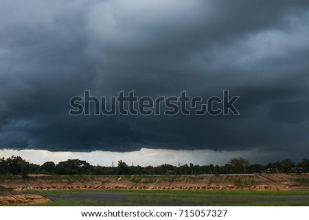 nimbostratus clouds /it was beginning to rain above the pool/ countryside of Thailand Royalty-Free Stock Photo #715057327
