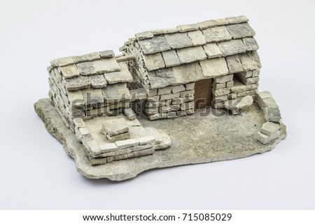 Mediterranean house model/souvenir made of real stone. 