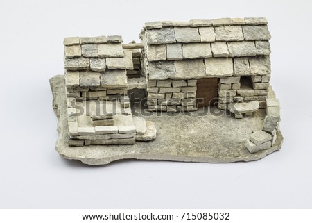 Mediterranean house model/souvenir made of real stone. 