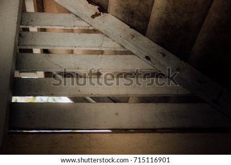 Attic made of softwood Black tone texture background