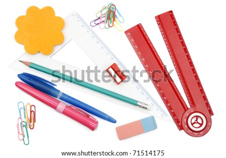 Back to school objects isolated on white background