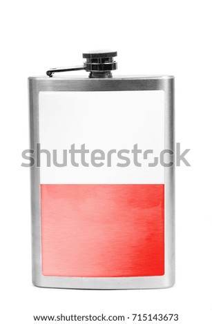 Alcohol flask with flag on the white